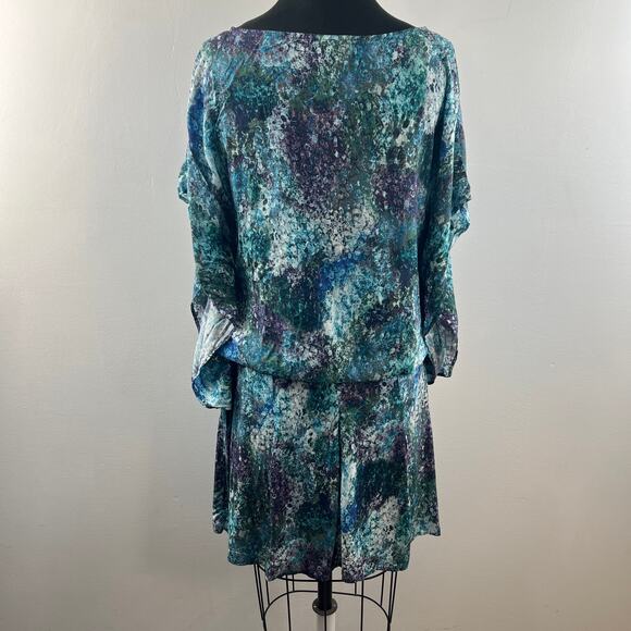 Mado Et Les Autres Green Blue Top and Skirt Set Marble Print Boat Neck Size 36 - Picture 8 of 11